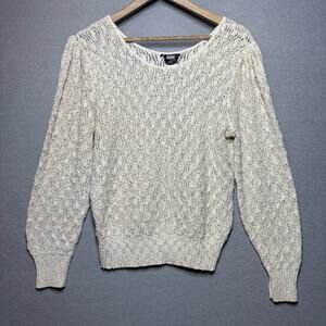 Jolie Sweater XL Cream Crochet Lace Knit Minimalist Boho Feminine Neutral Chic